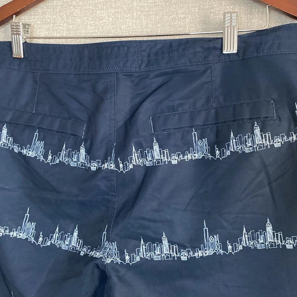 NWOT Original Penguin Blue Swim Trunks with Skyline Pattern